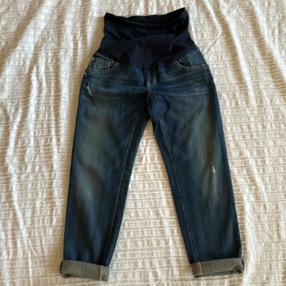 A Pea in the Pod Denim - A Pea in the Pod Womens Maternity Cropped Distressed Stretch Jeans sz XS